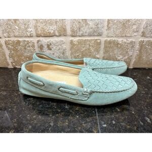 Boemos Italian Slipper Suede Loafers 40 Women's Teal Leather Moccasins SZ 9.5/10